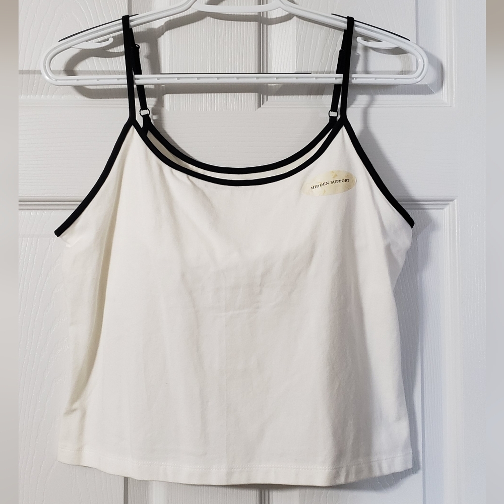Ladies Secret Treasures Cropped Camisole Tank-Top with Built in Shelf-Bra